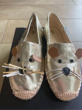 Gold Metallic Espadrille Mouse Slip-On Shoes